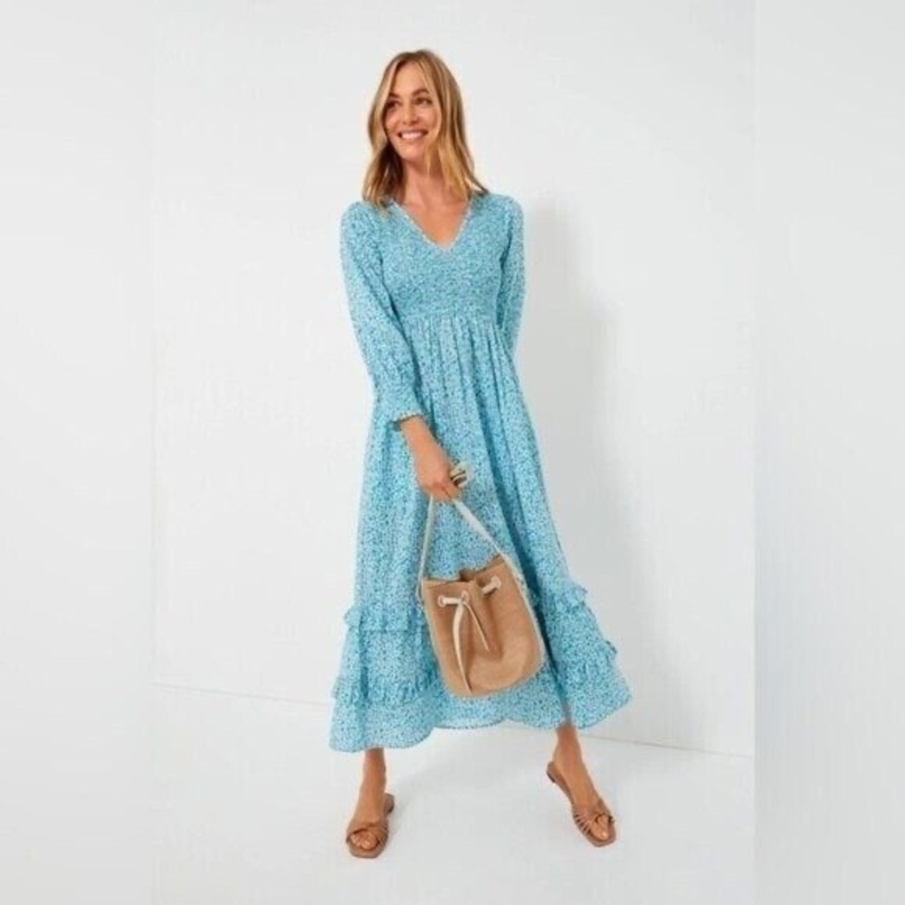 NWT Tuckernuck Pink City Prints Ocean Ditsy Isabel V Neck Dress